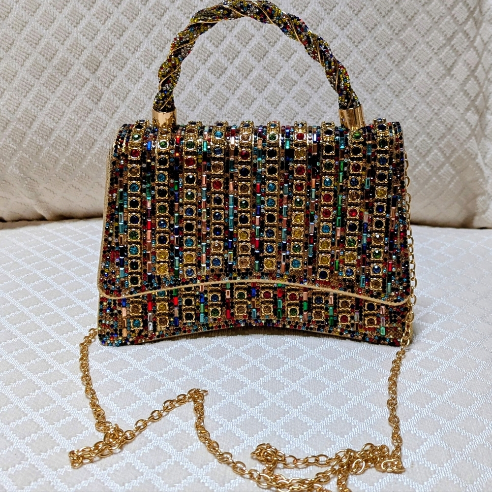 Elegant Multicolor Rhinestone Handbag - Picture 3 of 13